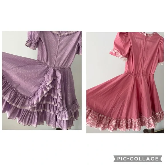 ✨ Vintage Prairie Square Dance Dress Bundle Lace Ruffle Cottagecore XS - Picture 5 of 11